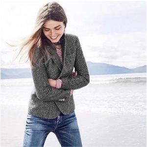 Vintage Tweed Wool Blazer with Button Tab Collar